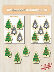 Christmas Tree Counting Activity | 1–10 Number Matching | Printable PDF | Preschool Math Game | Holiday Learning - Etsy