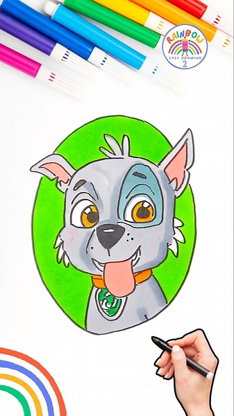 Draw PAW Patrol Simple | Draw Smart Rocky Easy Drawing 🌈🐶 #pawpatrol #drawing #shorts #rocky