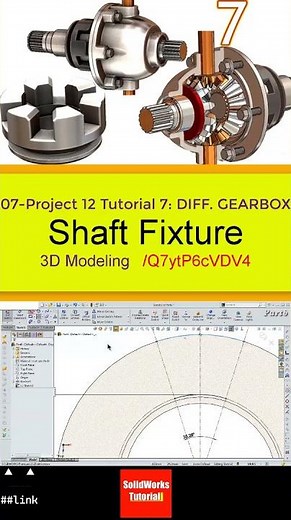 7- 3D Draft | Differential Gearbox |: Shaft Fix.#3d #solidworks #tutorial #cad #drawing #automobile