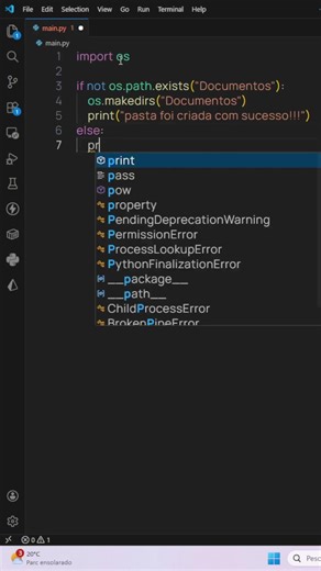Crie Pastas Automaticamente com Python 🐍⚡#shots #pyhon #pythonprogramming
