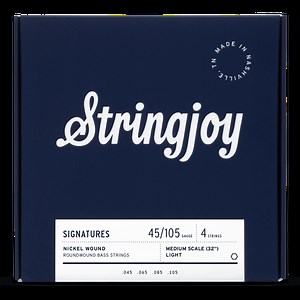 Stringjoy Light Gauge (45-105) 4 String Medium Scale Nickel Wound Bass Guitar Strings