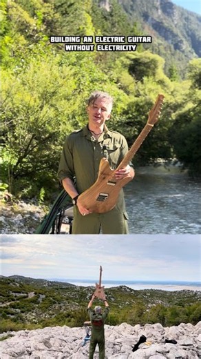 Finally finished "Building a electric Guitar without electricity out in the nature " #guitar #craft
