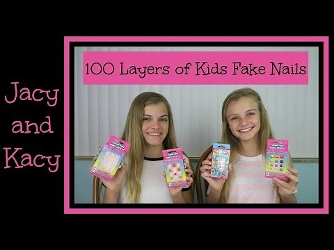 100 Layers of Kids Fake Nails ~ 100 Layers Challenge ~ Jacy and Kacy