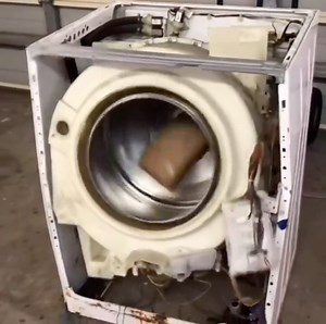 VIEWING on Instagram: "What happenes when you throw a brick in a washing machine"