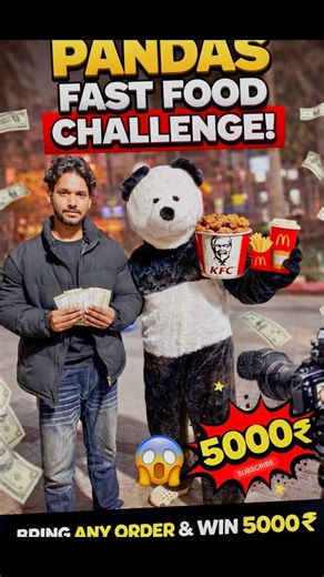 Panda fast food challenge kfc,Mc donald, #panda #foodblogger #challenge #shorts #reel #cameraman