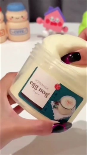 Eggnog Slime 🍮✨ Cozy creamy #ASMR 🍮 #SatisfyingSounds