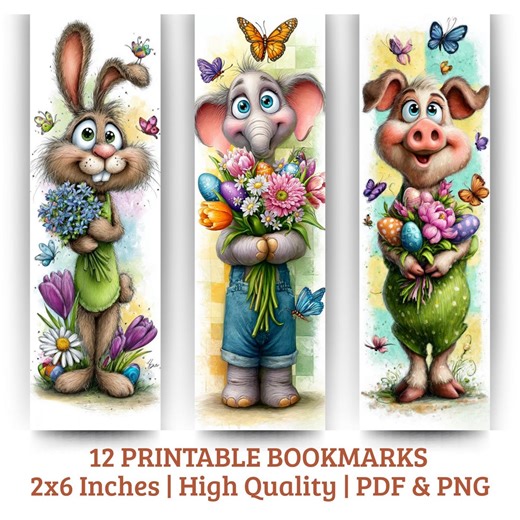 Easter Animal Bookmarks | Spring Floral Reading Markers (PDF & PNG) - Etsy