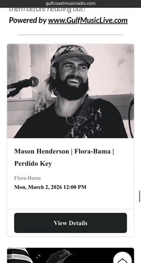 🎸 GULF SHORES AREA LIVE MUSIC CALENDAR 🎸 📅 Monday, March 2, 2026 Looking for the best tunes on the coast today? From legendary beach bars to harbor-side hangouts, here is your live music lineup within a 40-mile radius of Gulf Shores! 🌴🎶 🎹 Note: Artists/times are subject to change. Check the venue's social media for updates. Disclaimer: It also reduces the risk of our account being flagged by Facebook for tagging pages. Powered by our media partner, Gulf Music Live, aka GML. You can view th