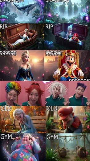 Elsa Frozen & Mario Evolution Singing Dramatic Expression