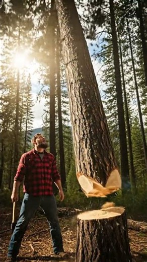 A man cutting trees