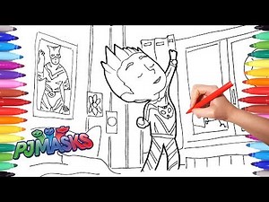 PJ MASKS Coloring Pages for Kids | How to Draw and Color PJ Masks CatBoy Connor in His Room