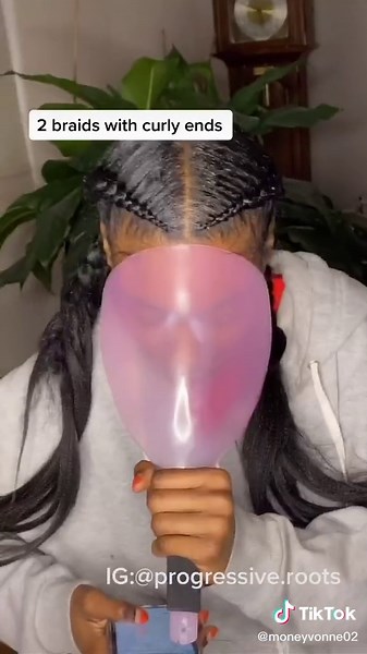 Two stitch braids with curly ends 😍😍 #hairstyles #hairtutorials #twobraids #blowthisup #GoodMorning #xyzbca