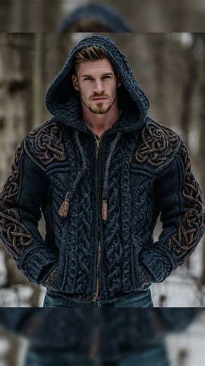 Men's Vintage Viking Knit Hooded Sweater, Fast delivery in 4 days,Global shipping