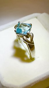 Swiss Blue Topaz Ring. Princess Cut Set in a Sterling Silver Ring. - Etsy