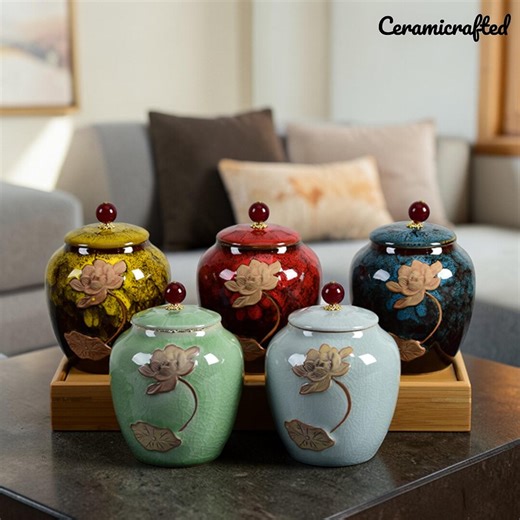 Japanese Ceramic Tea Canister With Strainer – Lotus Tea Jar – Handcrafted Glazed Storage Container - Etsy