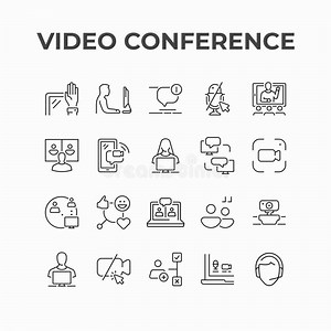 Communication by Video Conference Icon Design. Video Call Conference Technology Vector Icons Stock Vector - Illustration of call, briefing: 234511786