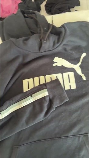 Puma Black Logo Hoodie with Reflective Shoulder Stripes