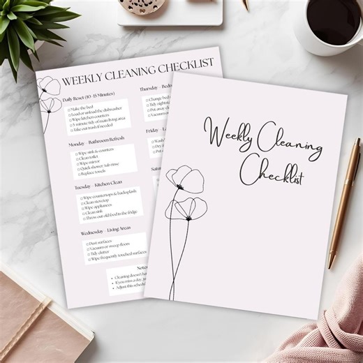 Weekly Cleaning Checklist Printable | Minimalist Cleaning Schedule | Fillable PDF & Editable Canva Template - Etsy