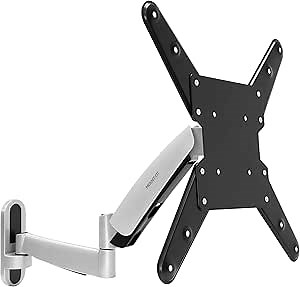Mount-It! Height Adjustable TV Wall Mount Bracket with Counterbalance Gas Spring Arm - Full Motion Articulating Design Fits Flat Screens Displays Up to VESA 400x400 mm and 44 Lbs - Silver