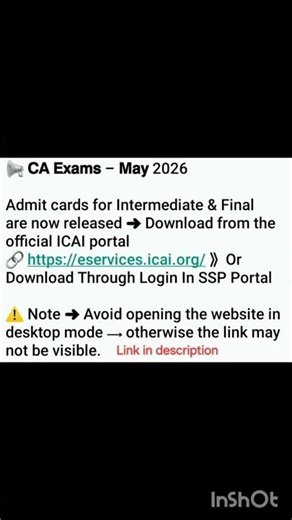 Breaking News || Admit cards for Intermediate & Final are now released May 26