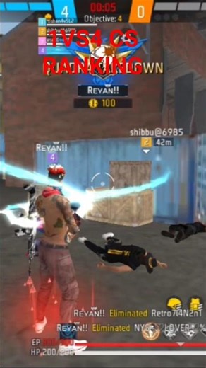 one versus four CS ranking in free fire short viral video #viral #youtube #freefirebgid