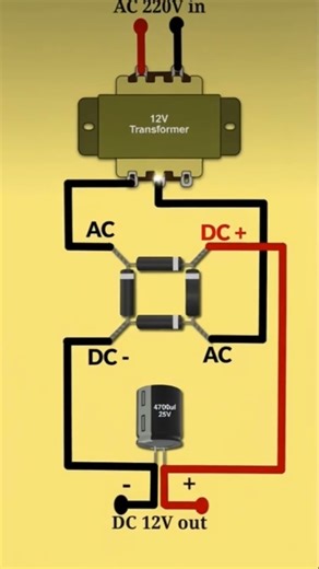 220V AC to 12V DC Converter Circuit