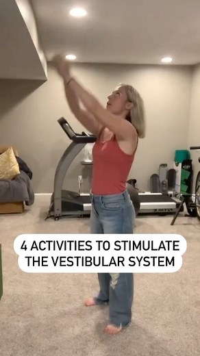 Loved collaborating with @thedizzydr to share some fun ways we help our clients stimulate their vestibular systems! 🧠 Try to incorporate a variety of head position changes plus visual tracking activities to get the most bang for your buck when it comes to the vestibular system. For a child that’s seeking vestibular input, make sure to do these types of activities BEFORE implementing calming, proprioceptive activities, in order to help them meet their threshold. The best thing about these activi