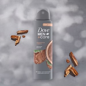 DOVE MEN + CARE Dry Spray Antiperspirant Cedarwood + Tonka 4 Count 72H Protection with a Plant-Based Moisturizer 3.8 oz