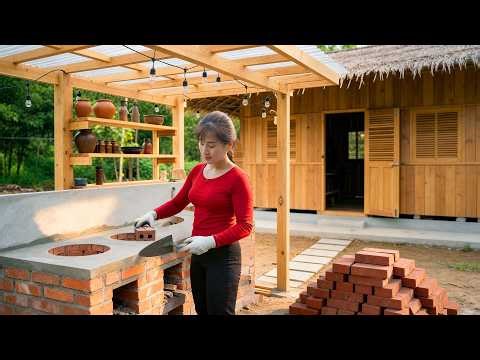 TIMELAPSE - Building a Brick Kitchen Stove for Log Cabin | DIY Farm Life | Nhat DIY Builder