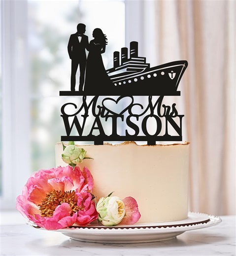 Cruise Ship Wedding Cake Topper, Destination Cake Topper With Nautical Boat, Bride and Groom Cake Topper, Mr and Mrs Cake Topper - Etsy