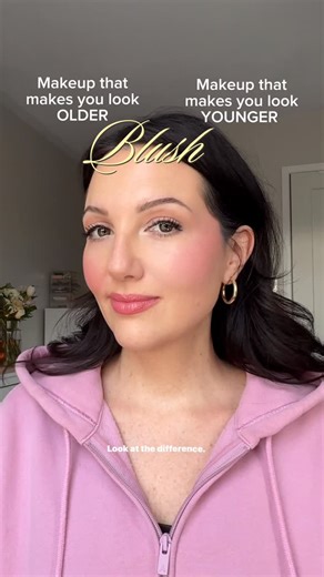 Shira | Easy Beauty 35+ on Instagram: "Blush Trick for Over 35 year olds : Younger vs Older Look Comment blush if you’d like the link to my fave cream blush and blush brush 🦢 #blushhack #over35beauty #blushplacement #makeupover35 #antiagingmakeup #creamblush #makeupmistakes"