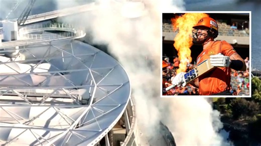 Fire and smoke seen outside Optus Stadium