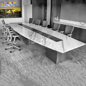 [Hot Item] Marble Conference Table Boat Shaped 10 Foot Small 8 Person Boat Conference Room Table for Sale