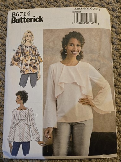 Butterick 6714 Sewing Pattern Uncut FF Misses Top Easy Blouse Pattern Size 16-26