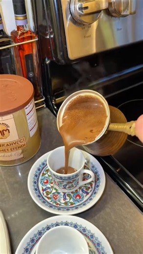 Making Authentic Turkish Coffee ☕ with Pistachio Baklava 💚