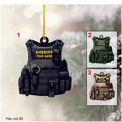 Sheriff Police 2D Car Ornament, Sheriff Bulletproof Vest Personalized, Sheriff Uniform
