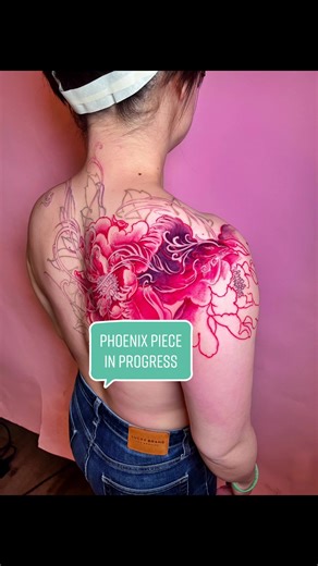 Freehand Phoenix Tattoo Design in Progress