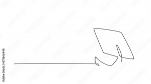 Animated self drawing of continuous one line draw graduation cap with tassel. Back to school hand drawn minimalism concept. Full length single line animation for graduating education illustration.