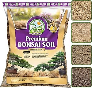 DUSPRO Premium Bonsai Soil Mix Ready to Use Pre-Mixed 4in1 with Akadama, Pumice, Vermiculite, and Peat Moss Professional Bonsai Potting Soil Mix 2 Qrt