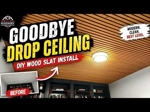 Modern Basement Upgrade: Installing a Wood Slat Ceiling