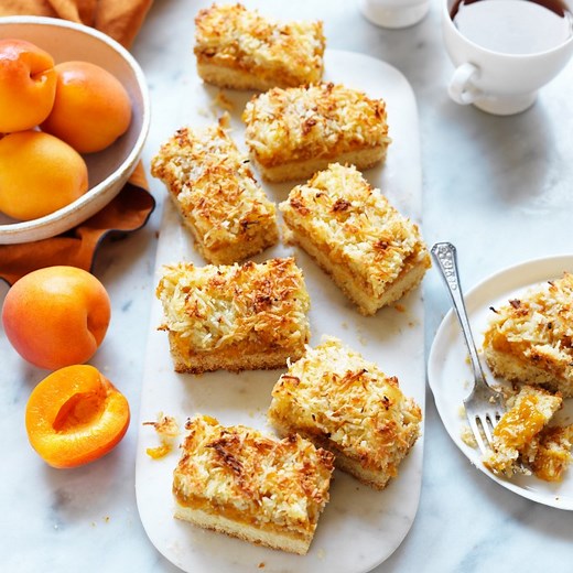 Apricot jam and coconut slice | myfoodbook with Summer Stonefruit