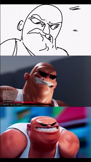 Muscles v Baby - High gear - from 3D animated short Street Race #animation