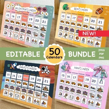 Kids Weekly Planner Editable, Weekly Kids Calendar, Visual Schedule, Chore chart