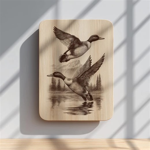 Flying Ducks Engraving PNG | Rustic Wildlife Waterfowl Artwork | Hunting Scene Design for Wood Burning & Laser Engraving - Etsy