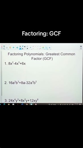 Factoring by Greatest Common Factor #math #maths #mathematics #algebra #school #learn #stem #testprep #satprep #mathhack #factoring #polynomials