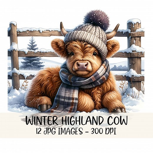 Winter Highland Cow Clipart Bundle Cute Highland Cow Design JPG Images Cozy Winter Highland Cow Illustration Digital Download Winter Clipart - Etsy Canada