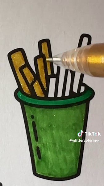 Creative Glitter Coloring Tutorial for French Fries