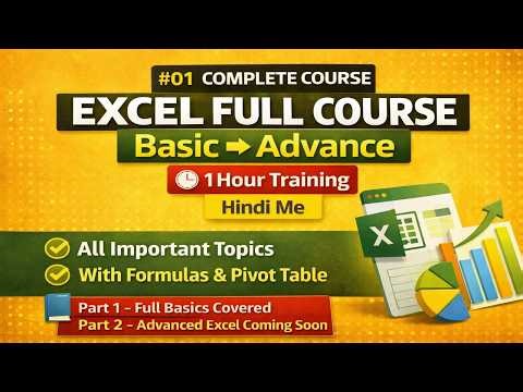 Excel Full Course 2026 | Basic to Advance Complete Training in Hindi