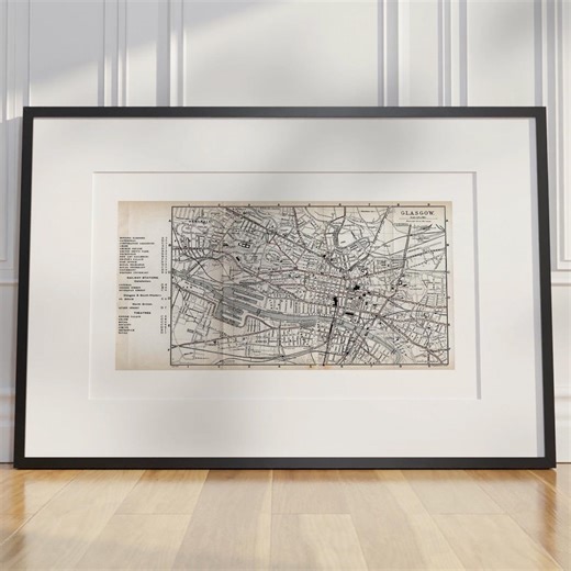 Antique Scotland Map 1900 : Glasgow - Cartography by John Bartholomew & Son - Etsy UK