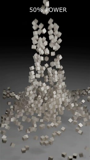 1000 cubes explosion animation from10 to 100% power